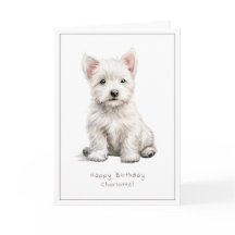 Westie Cheeky Puppy Cute Birthday Card Personalize
