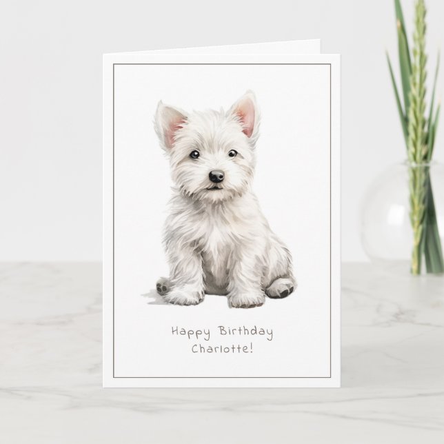 Westie Cheeky Puppy Cute Birthday Card Personalize (Front)