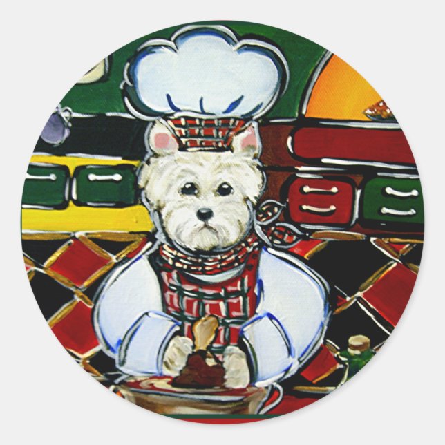 Westie Chef Classic Round Sticker (Front)