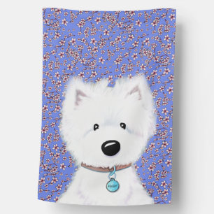 Westie Cherry Blossoms House Flag