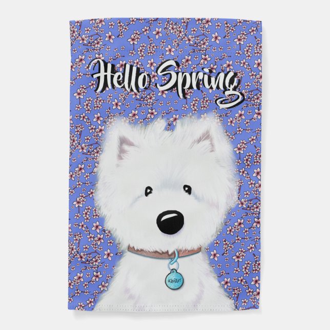 Westie Cherry Blossoms House Flag (Front)