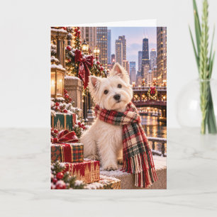 Westie Chicago Christmas Card Chicago Skyline