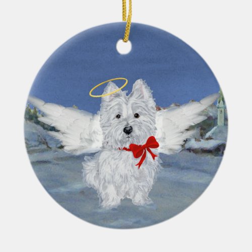 Westie Christmas Angel Ceramic Ornament