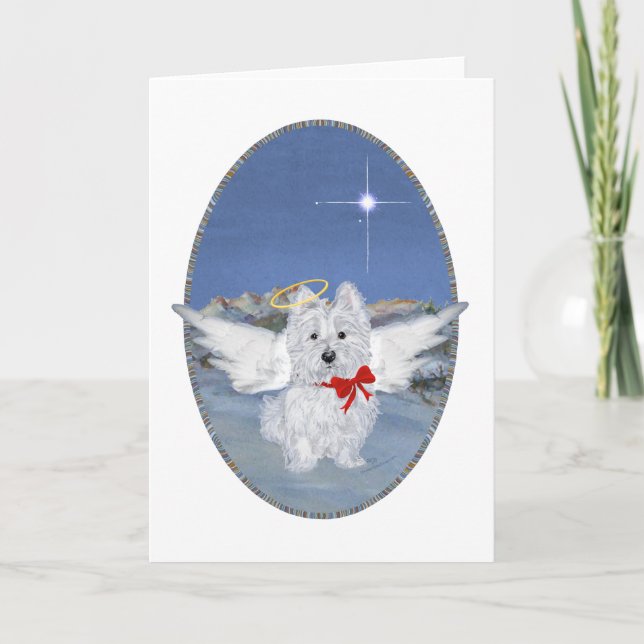 Westie Christmas Angel Holiday Card (Front)