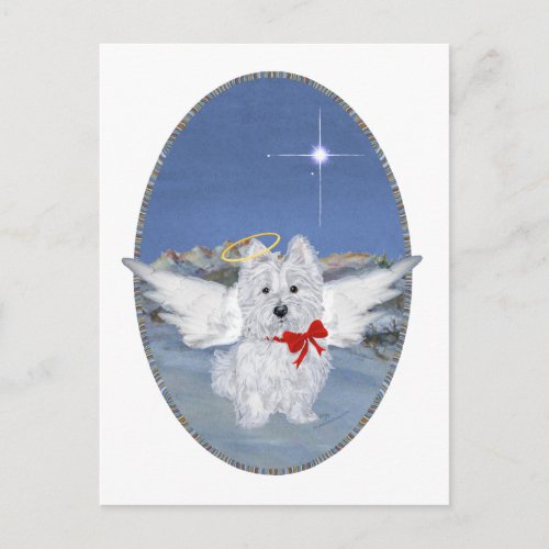 Westie Christmas Angel Holiday Postcard