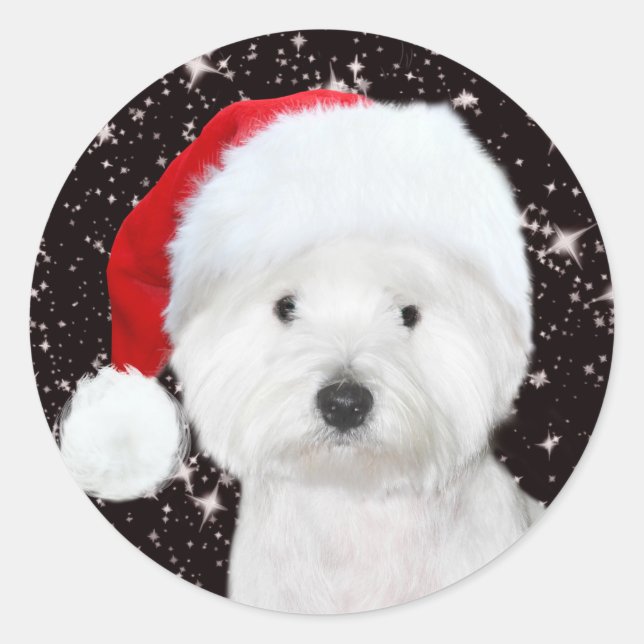 Westie Christmas Classic Round Sticker (Front)