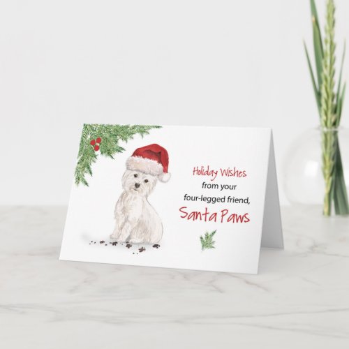 Westie Christmas From Dog in Funny Santa Hat Card