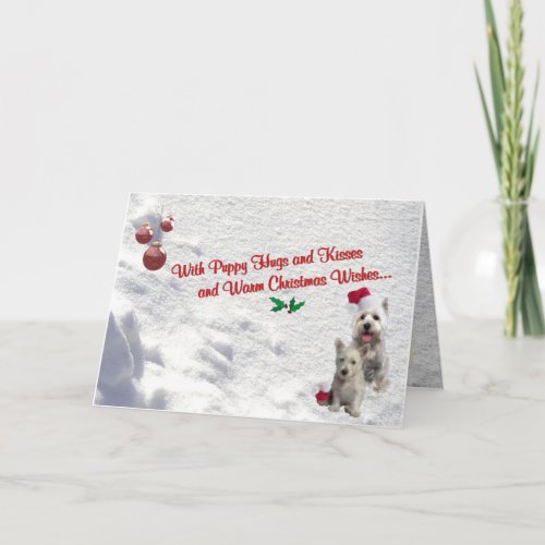 Westie Christmas Hugs and Kisses Greeting Card
