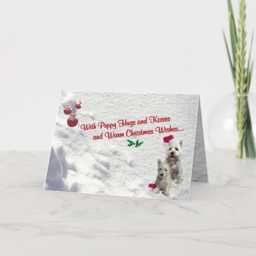 Westie Christmas Hugs and Kisses Greeting Card 2