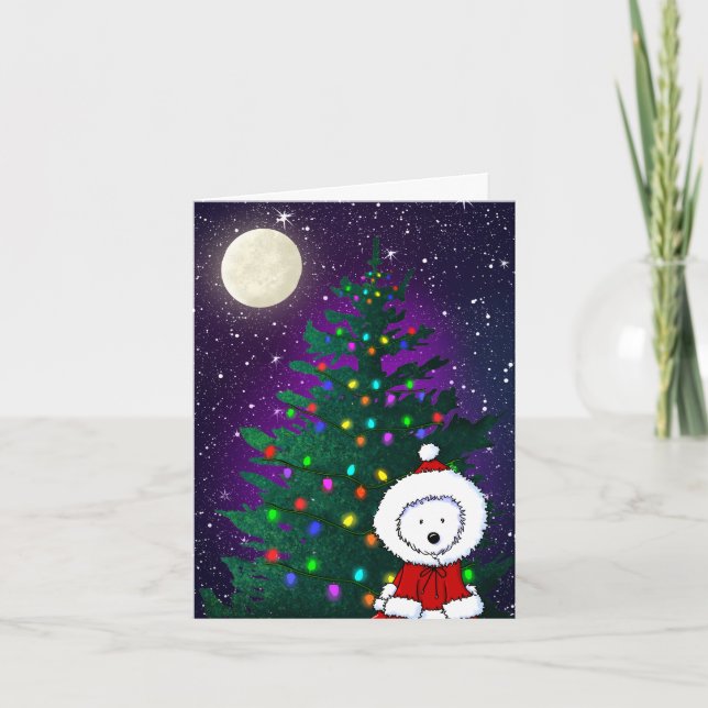 Westie Christmas Night Holiday Card (Front)