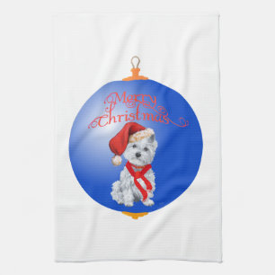 Westie Christmas Ornament Towel