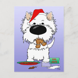 Westie Christmas Santa Holiday Postcard