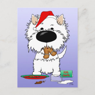 Westie Christmas Santa Holiday Postcard