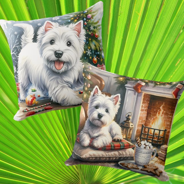 Westie Christmas  Throw Pillow (Creator Uploaded)