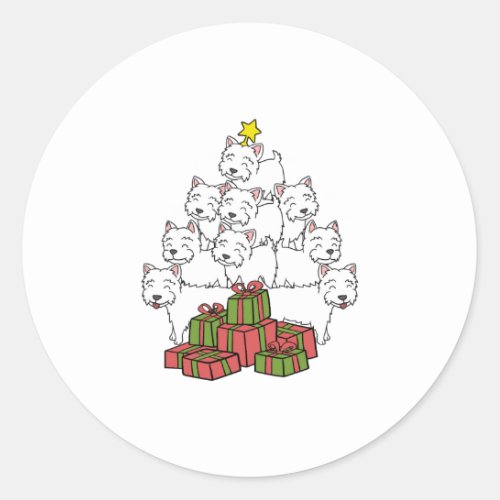 Westie Christmas Tree Classic Round Sticker