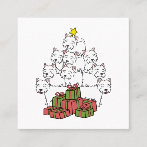 Westie Christmas Tree Square Business Card