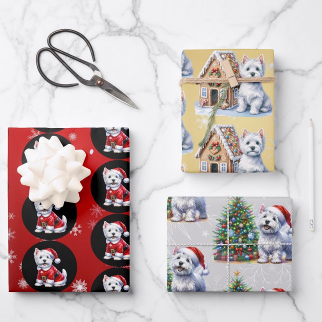 Westie Christmas  Wrapping Paper Sheets (Front)