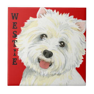 Westie Color Block Ceramic Tile