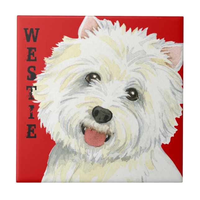 Westie Color Block Ceramic Tile (Front)
