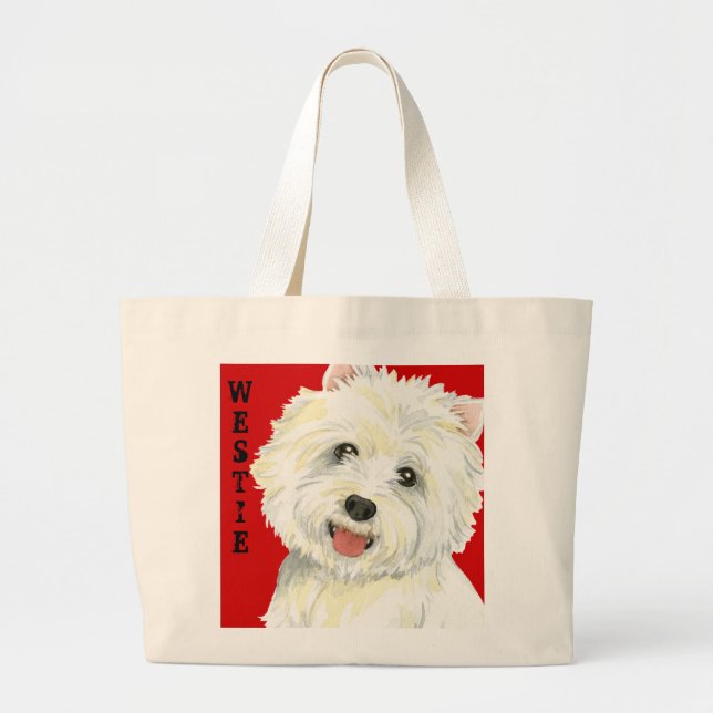 Westie Color Block Large Tote Bag (Front)