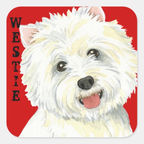 Westie Color Block Square Sticker