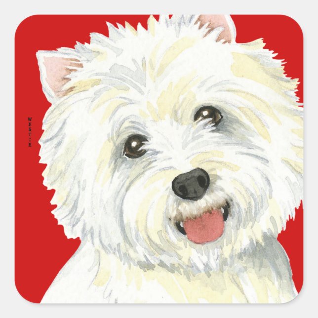 Westie Color Block Square Sticker (Front)