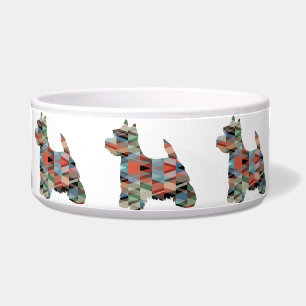 Westie Colorful Geometric Pattern Silhouette Bowl