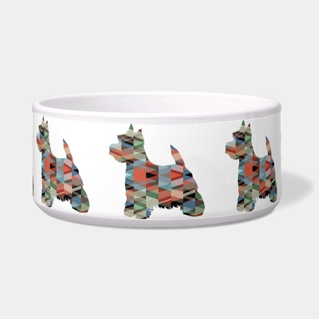 Westie Colorful Geometric Pattern Silhouette Bowl (Front)