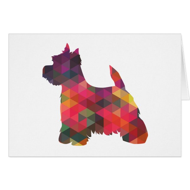 Westie Colorful Geometric Pattern Silhouette Card (Front Horizontal)