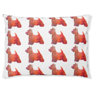 Westie Colorful Geometric Pattern Silhouette Dog Pet Bed