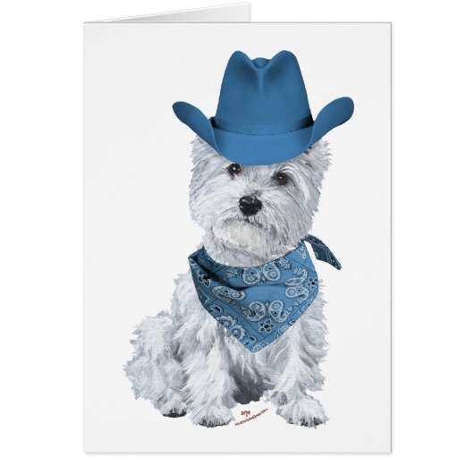 Westie Cowboy in Blue Cards (Front)