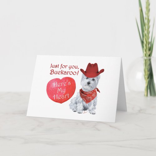 Westie Cowboy Valentine Holiday Card