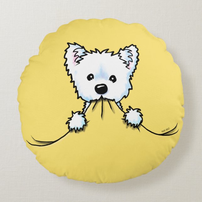 Westie Cute Aggression Nursery Round Pillow (Front)