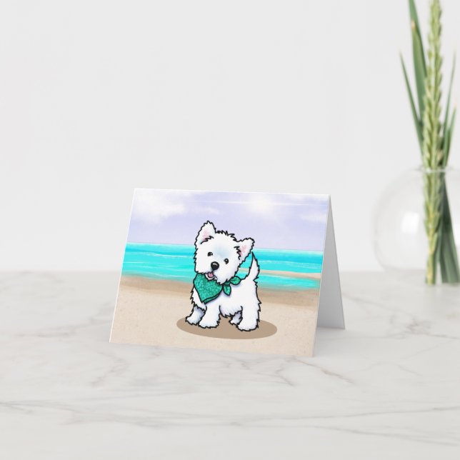 Westie Cutieface Beach Note Card (Front)