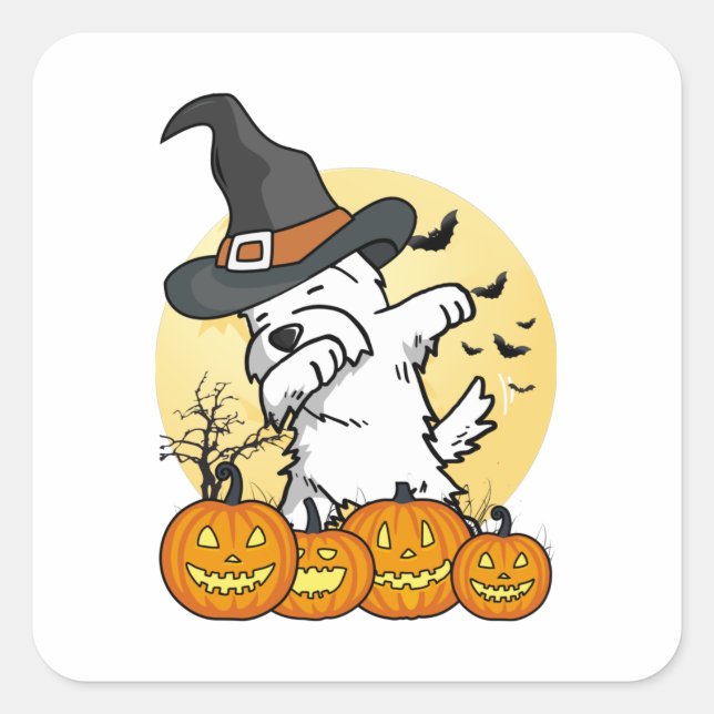 Westie Dabbing Halloween Square Sticker (Front)