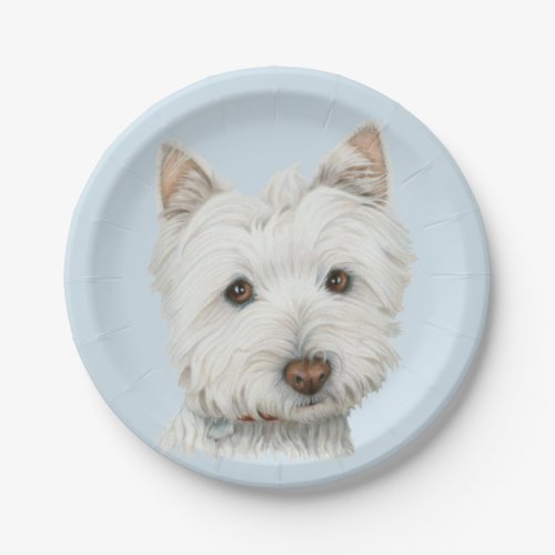 Westie Dog Art Paper Plate