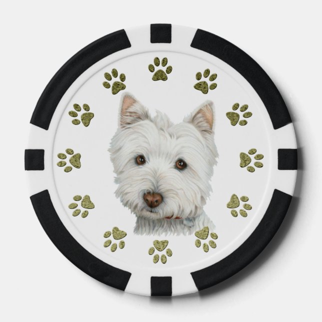 Westie Dog Art Poker Chips (Front)