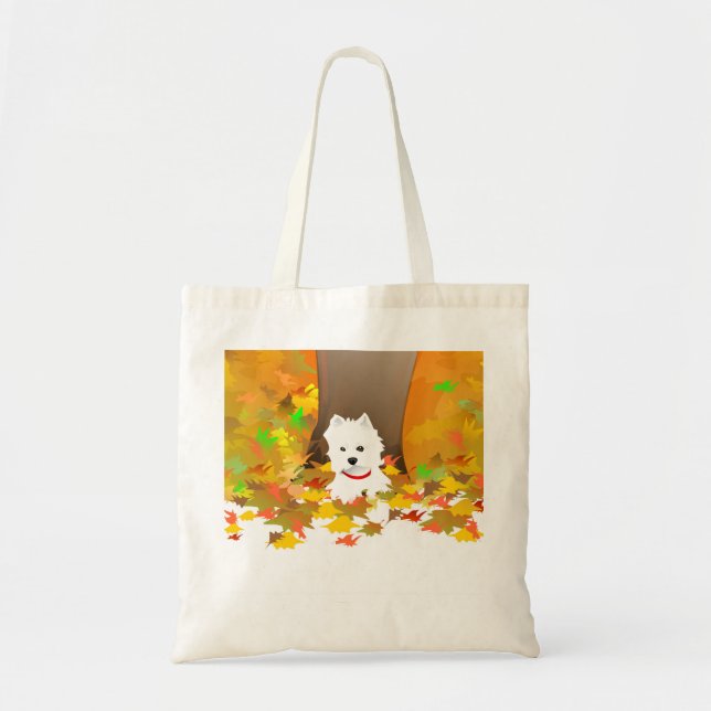 Westie Dog - Autumn Leaves Tote Bag (Front)