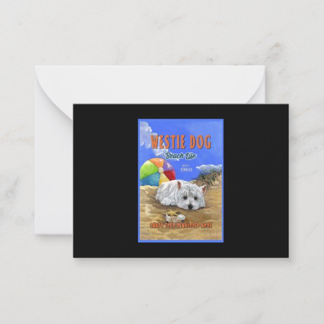 Westie Dog Beach Life Note Card (Front)