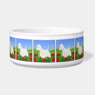 Westie Dog Bowl with West Highland White Terriers