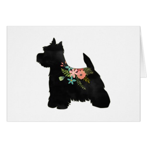 Westie Dog Breed Boho Floral Silhouette Card