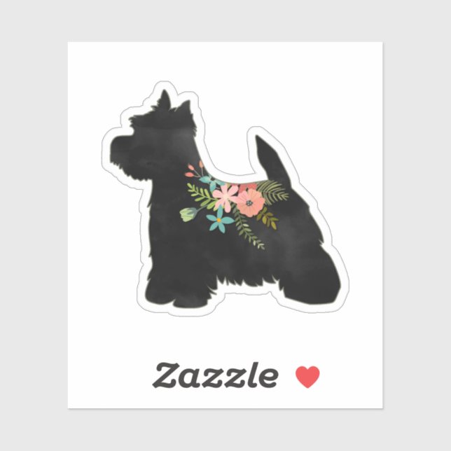 Westie Dog Breed Boho Floral Silhouette Sticker (Sheet)