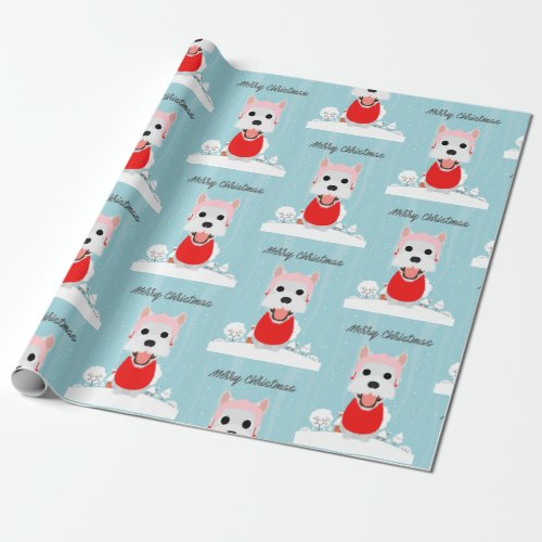Westie Dog Cartoon Wrapping Paper