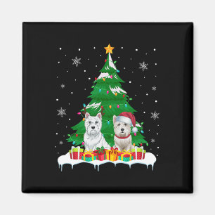Westie Dog Christmas Tree Lights Santa Reindeer Xm Magnet