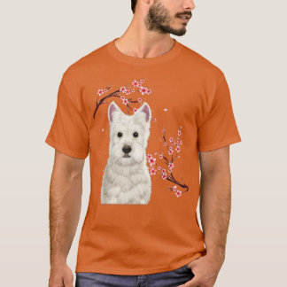 Westie Dog Japanese Cherry Blossom Sakura Flower V T-Shirt