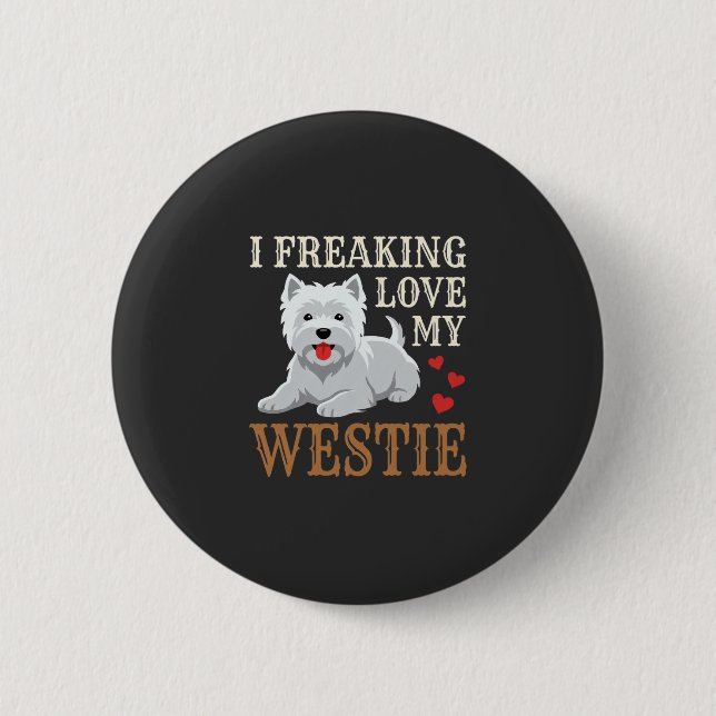 Westie Dog Love Typography Button (Front)