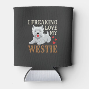 Westie Dog Love Typography Can Cooler