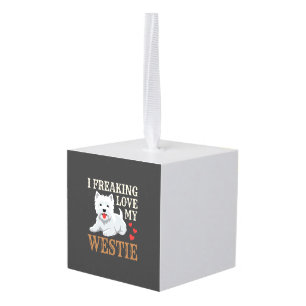 Westie Dog Love Typography Cube Ornament