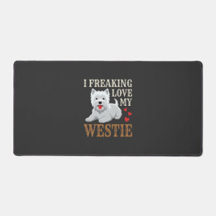 Westie Dog Love Typography Desk Mat