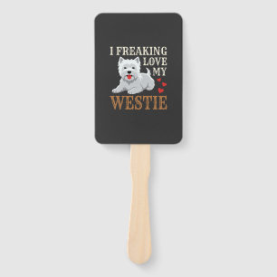 Westie Dog Love Typography Hand Fan